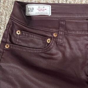 GAP Maroon Coated Slim Jeans